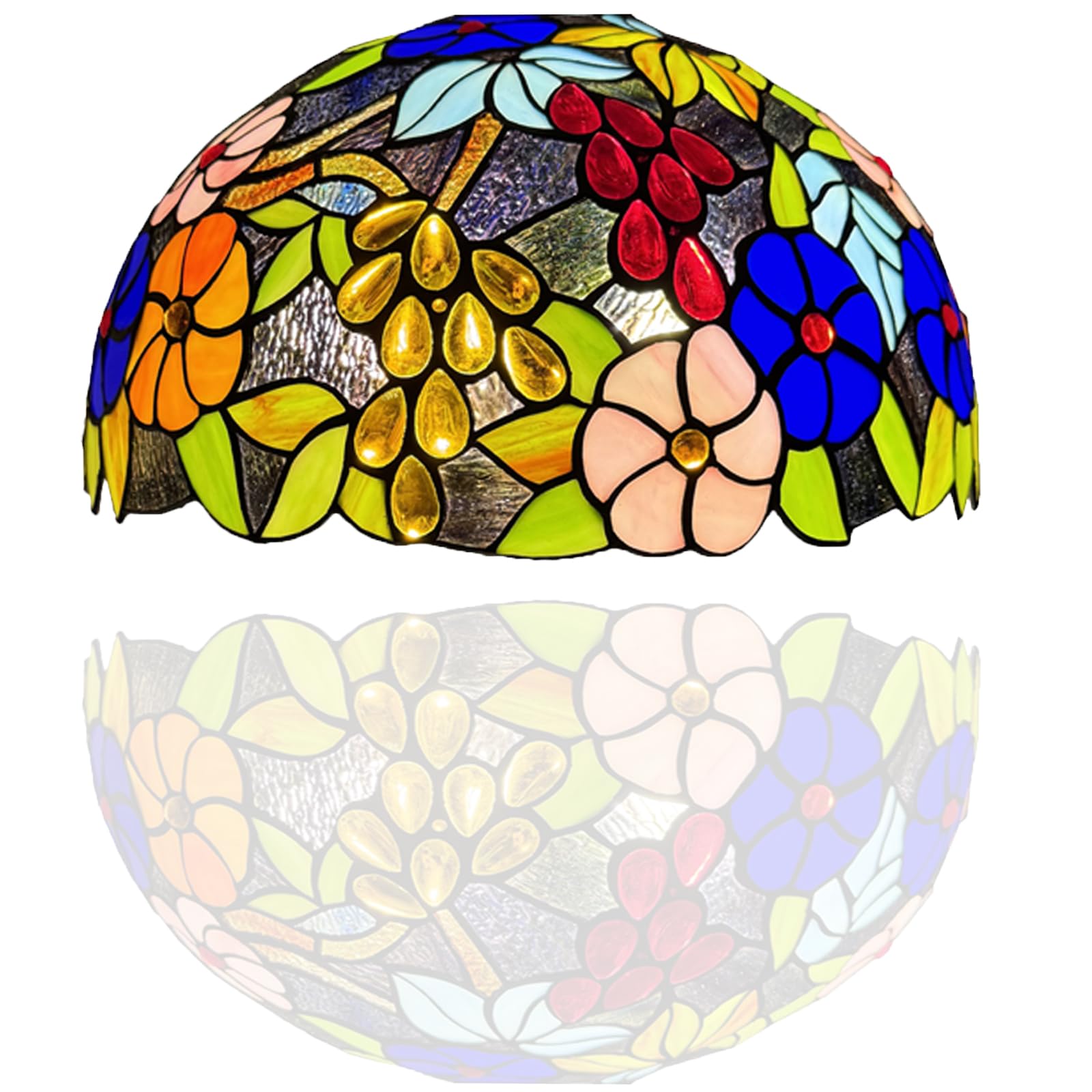 Auroh Tiffany Style Lamp 16 inch Vintage Pastoral Gorgeous Flowers Lampshade Handcrafted Lamps for Living Room Decor Home Decor Shade ONLY (Accessories NOT Included)