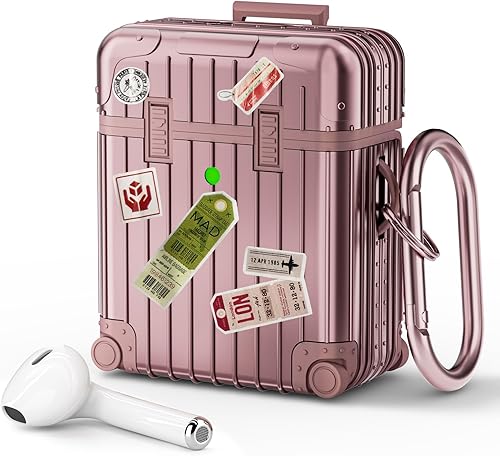 Miniatura 7 de V-MORO Maleta compatible con AirPods de 21 generación, bonita funda protectora rígida con llavero para mujeres y hombres, color plateado