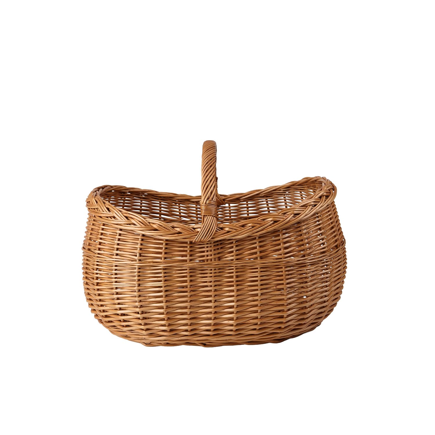 e-wicker24 Duży kosz kominkowy z wikliny w naturalnym kolorze, wiklinowy kosz na drewno kominkowe