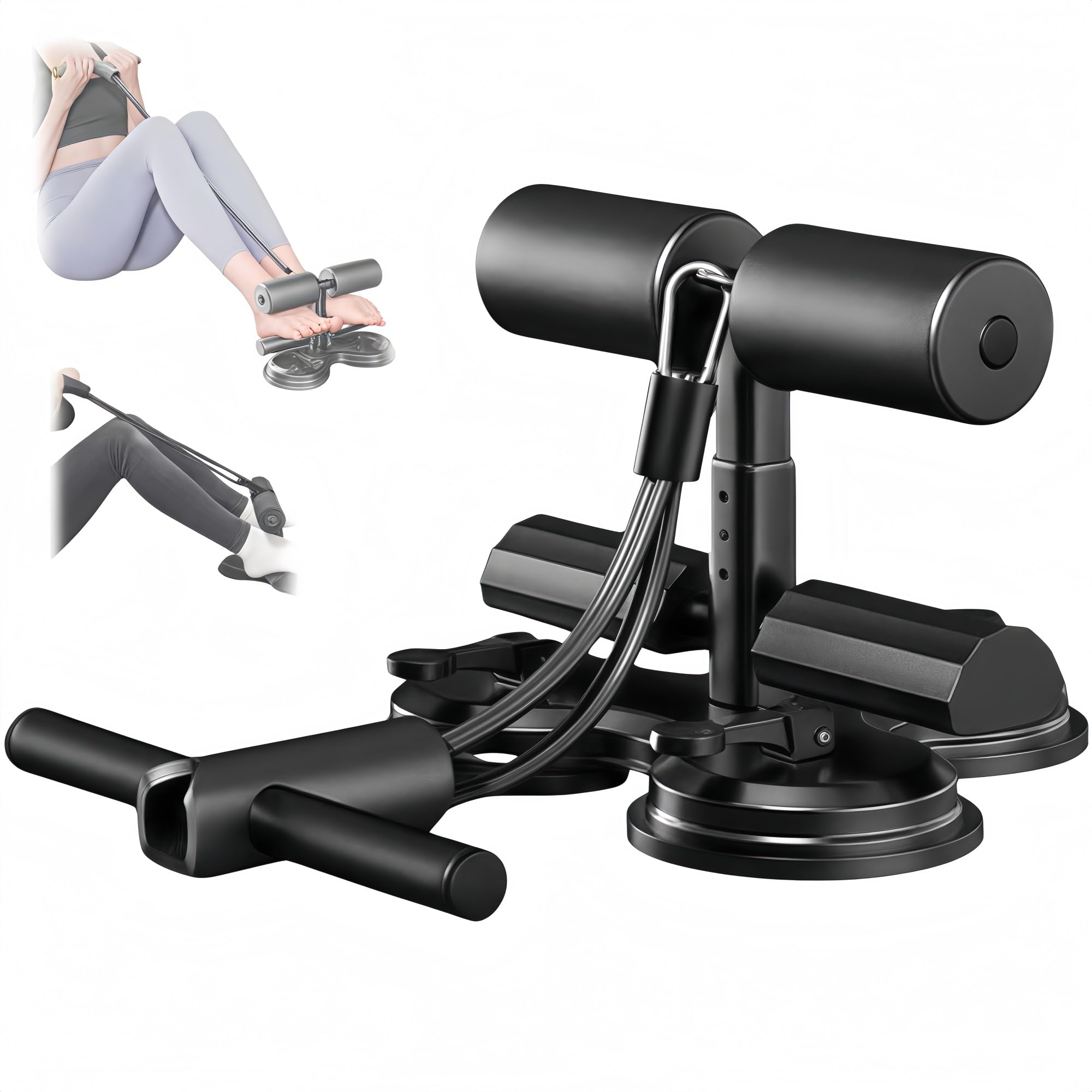 Bauchmuskeltrainer, Hilfsgerät für Bauchmuskeltraining, multifunktionales verstellbares Bauchmuskeltraining, Heimtrainingsgeräte, Black B