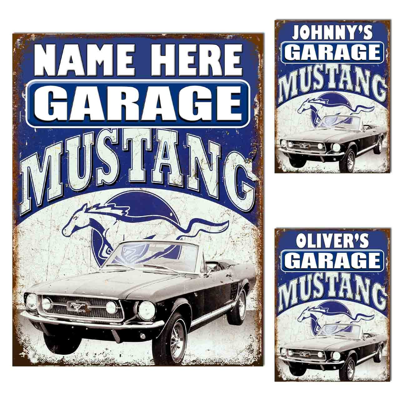 Metal Tin Sign Plaque Poster Print Personalised Garage Sign Gift Dad Mum Man Cave Shed Home Bar Tiki Bar Fathers Day S3 (8x6 inches (Approx) 20cmx15cm, Mustang Car)