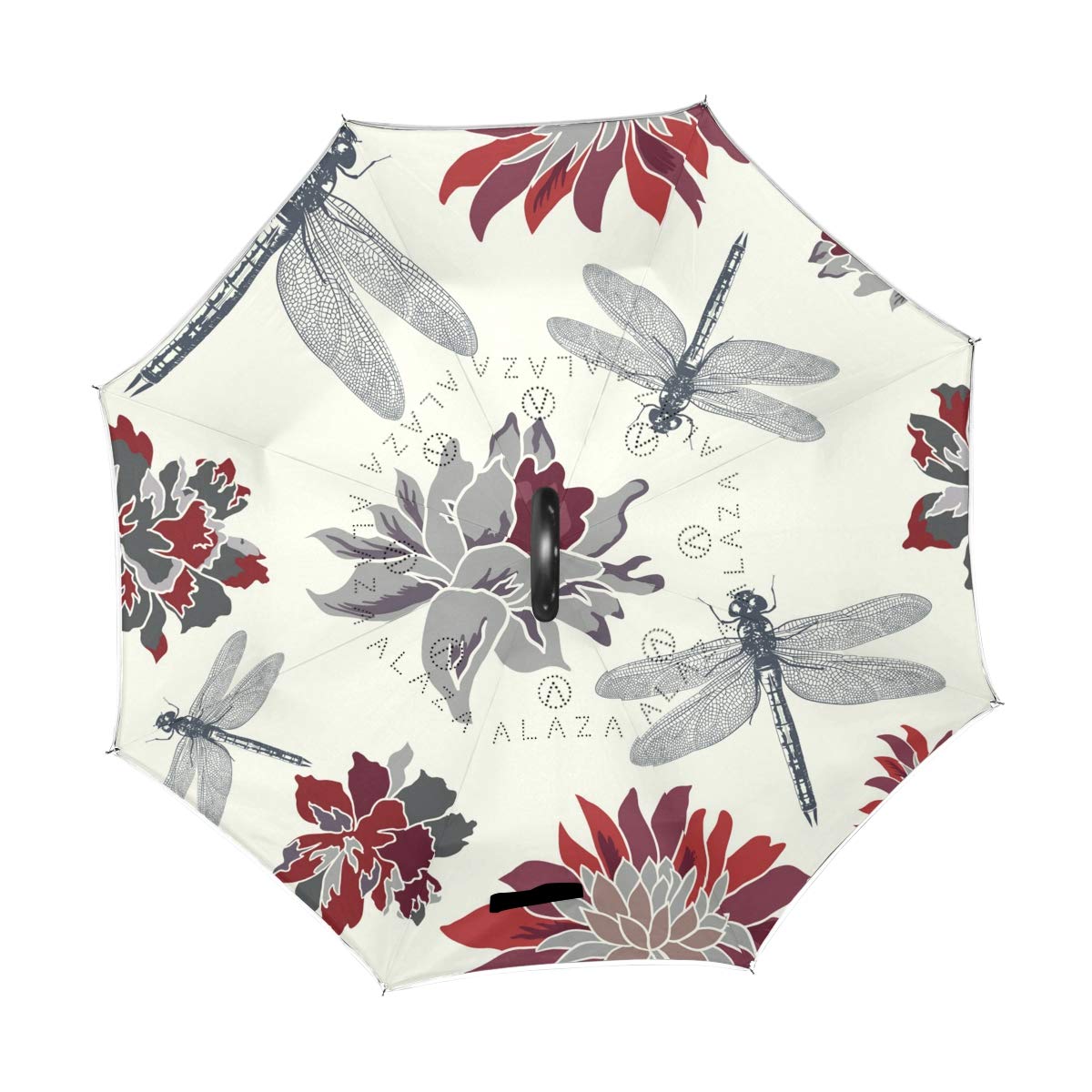 hengpai Dragonfly Flower Reverse Inverted Inside Out Umbrella Cars Unigue Windproof UV Proof Double Layer for Women