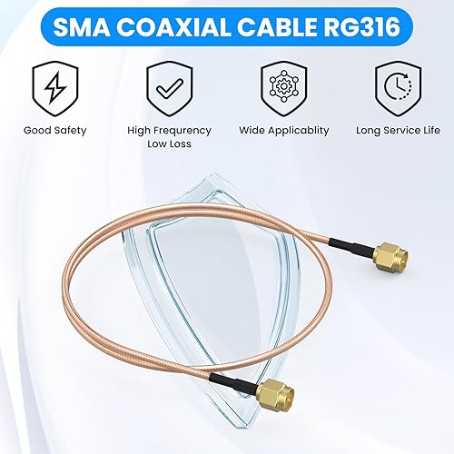 Miniatura 5 de SDTC Tech Conjunto de cable coaxial coaxial SMA macho a SMA macho extensor de cable adaptador de cable de antena macho (6 pulgadas5.9 in)