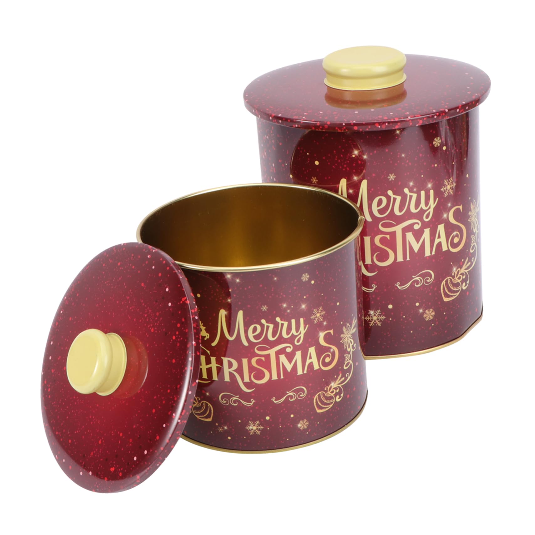 BUGUUYO 2pcs Boxes Christmas Storage Box Christmas Cookie Tin Xmas Treat Canister Metal Candy Storage Containers Candy Crates Snack Container Tinplate Sweets Boxes Bag With Cover Iron