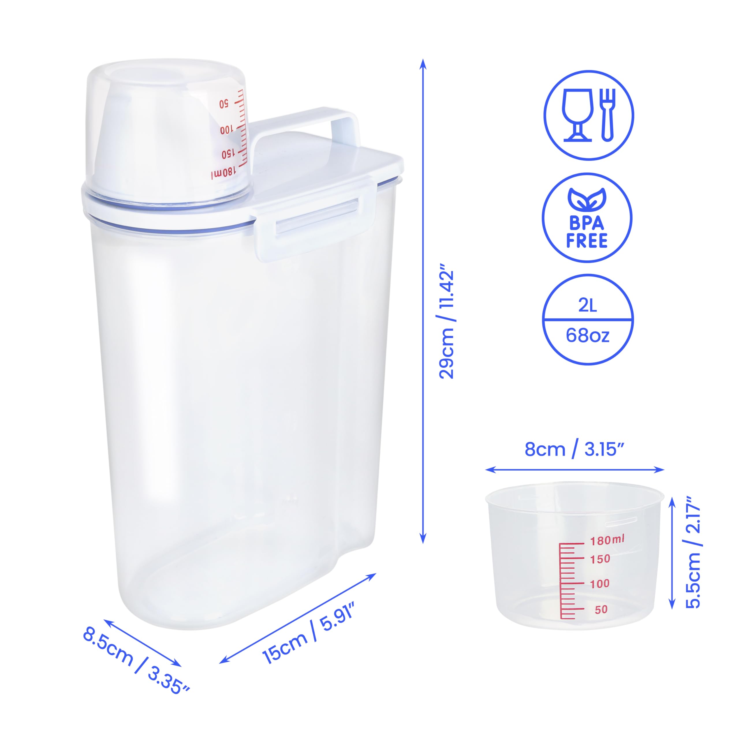 BELLE VOUS Boite en Plastique avec Gobelet de Mesure