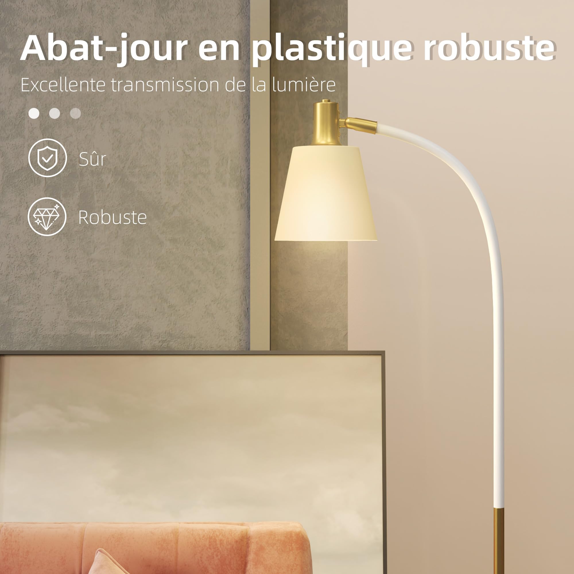 LifestyleFurn Vloerlamp Homer 3-lamps - Beige