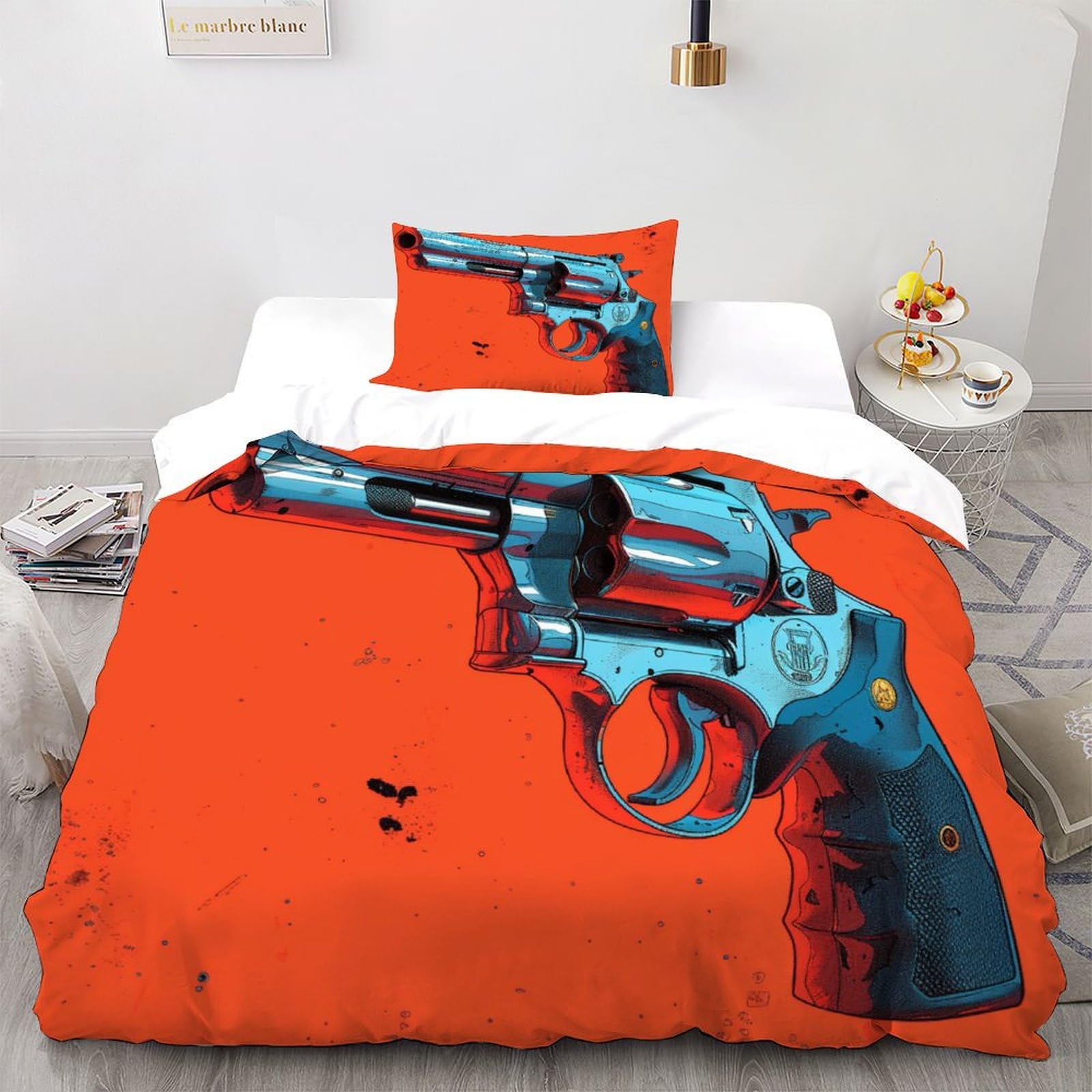 Parure de lit pistolet rouge en microfibre douce avec fermeture éclair rapide 135x200