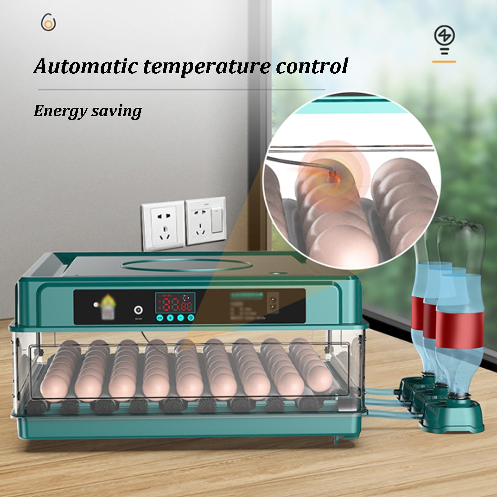 Incubatrici per Uova da Cova, Incubatrice per Uova con Indicatore di umidità, Specchiatore per Uova, Girauova Automatico, Incubatrice Automatica per Uova da Cova(9eggs)