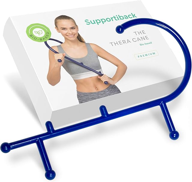 The Winner 2021 Extra Durable Massage Cane - Developed by Physiotherapists - Body Heat Responsive - Made from BIO-Based Materials, No Toxins - Smooth Edges - 2X More Tension Reduction, Blue