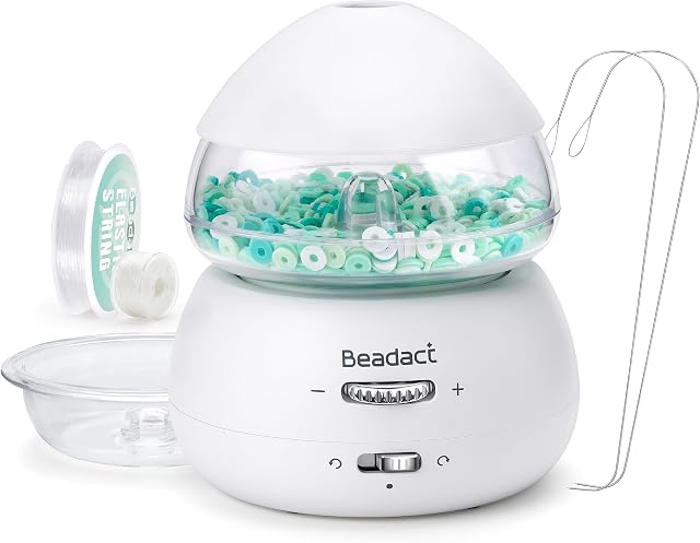 Beadact Electric Bead Spinner, Battery-Powered Bead Spinner, Clay Bead Spinner/Seed Bead Spinner with 2 Beading Needles for Jewelry Making, Bead Spinner for Bracelets Necklace Making