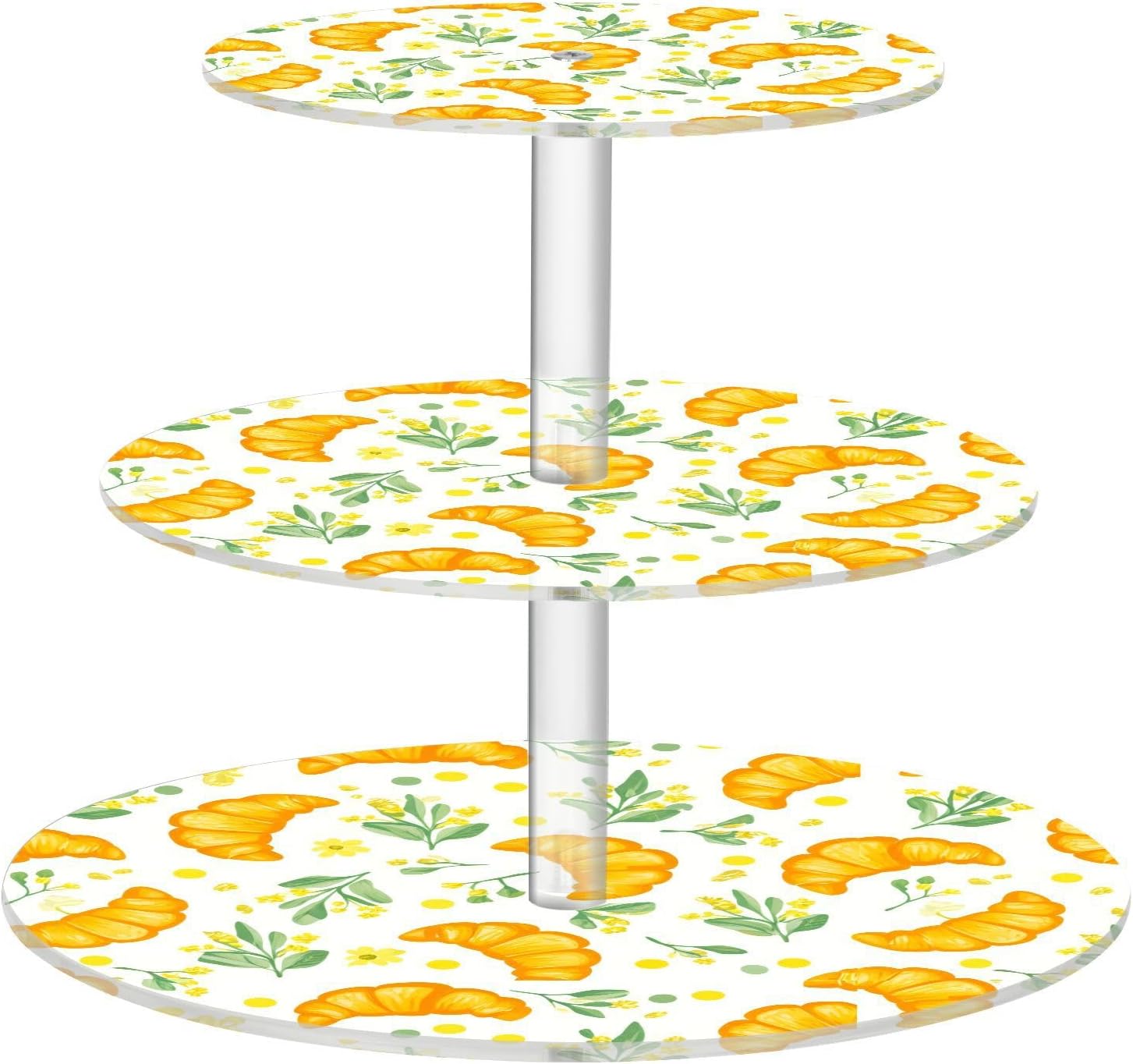 Bread Flowers Floral Leaves 3 Tier Acrylic Cupcake Stand, Cupcake Stand for 34 Cupcakes for Weddings, Christmas,Holidays,Parties,Birthday,Printed Cupcake Tower 23300243