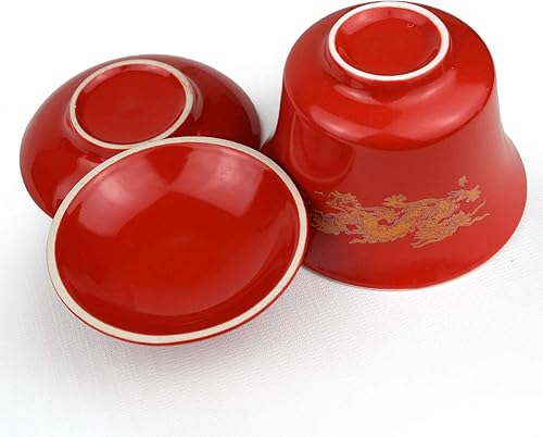 Miniatura 4 de Gaiwan - Juego de 2 tazas de porcelana de 8 onzas, diseño de dragón chino y fénix