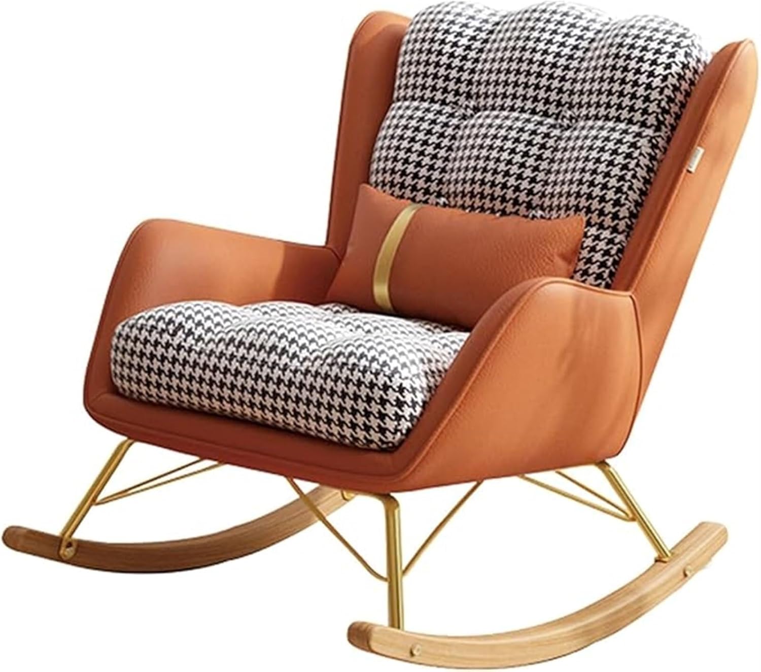 Patio Leisure Rocking Chairs，Balcony Leisure Rocking Chair,Fabric Recliner Chair, Rocking Chair for Adults at Home,The Comfy Living Room Chairs, Reading Chair, Living Room Lunch Break(Orange