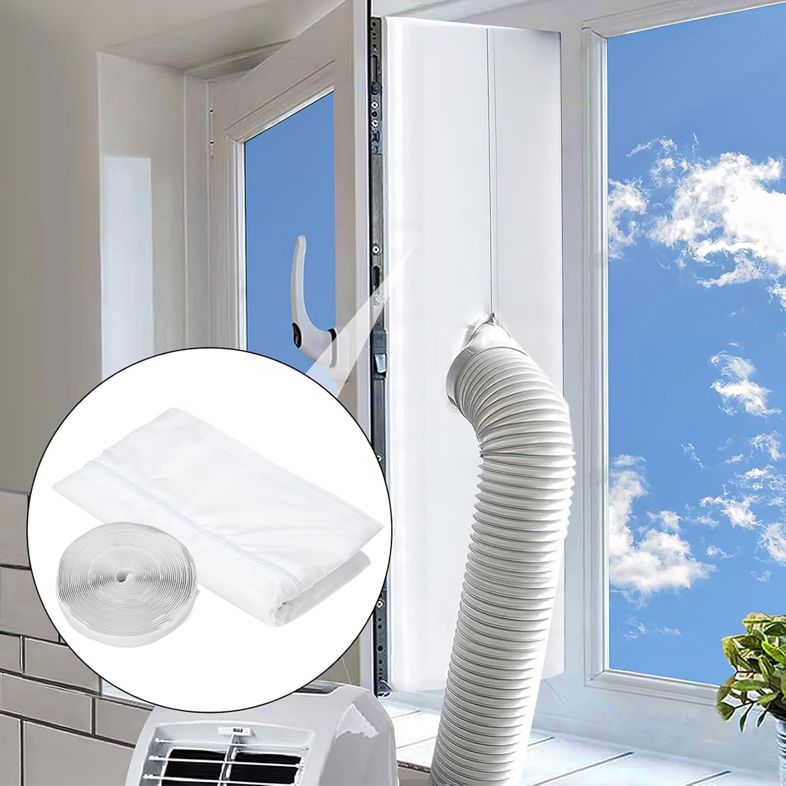 Sello de Ventana Universal,Kit Ventana Aire Acondicionado Portatil 4m,Adaptador de Ventana,Sellado Ventana Aire Acondicionado,Kit de Junta de Ventana,para Acondicionadores de Aire Móviles