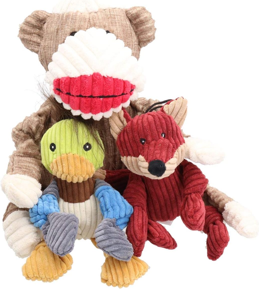 AB Tools Small Duck& Small Fox Large Monkey Knottie Plush Dog Puppy Dog Toy Bundle
