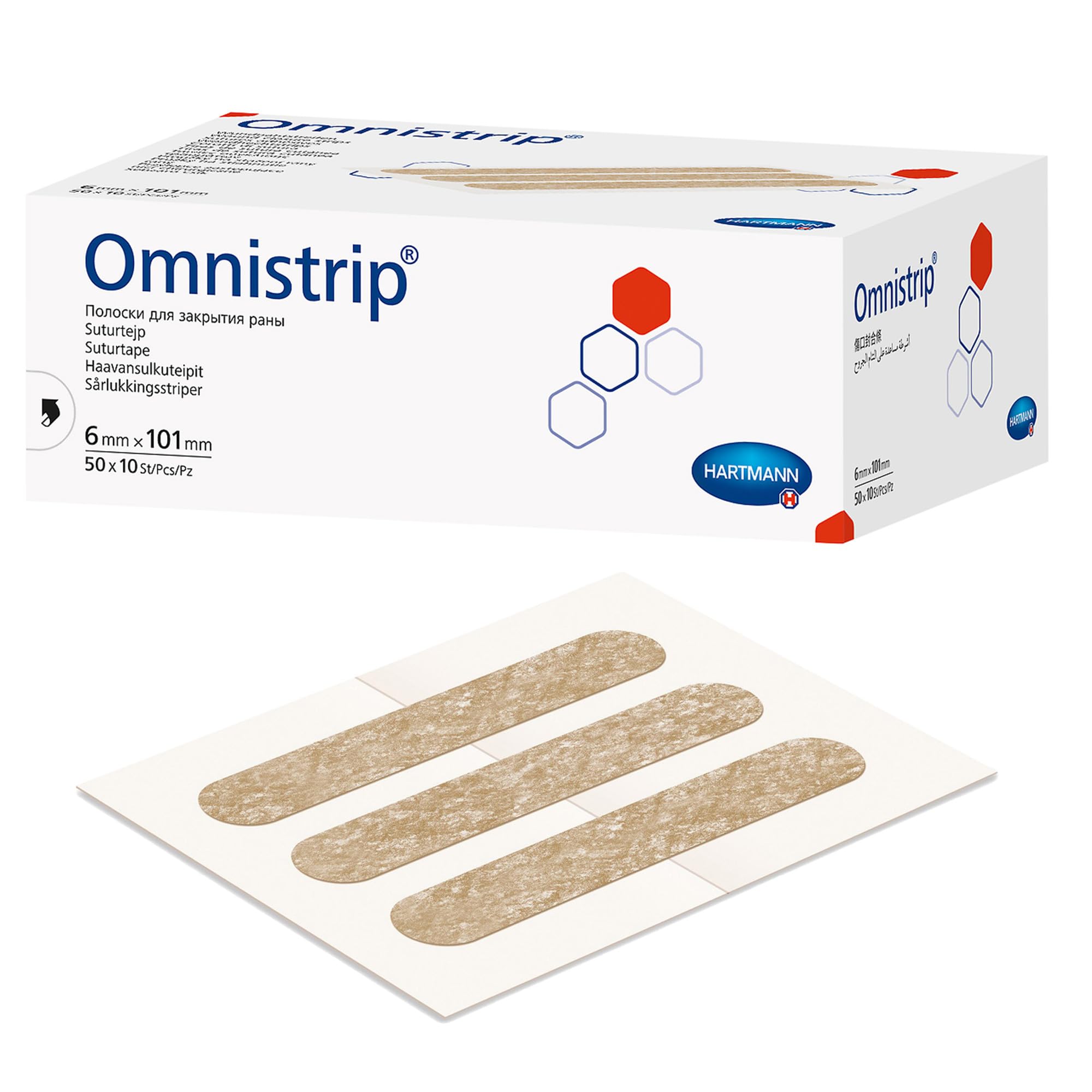 Hartmann Omnistrip - Pflaster zum atraumatischen Verschließen kleiner Wunden und chirurgischer Schnitte, 6x101 mm, 59303