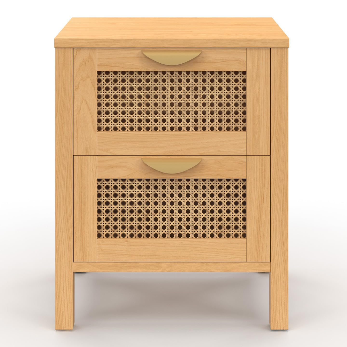 IDMarket - Set di 2 comodini a 2 cassetti EDHEN in Vimini e Legno