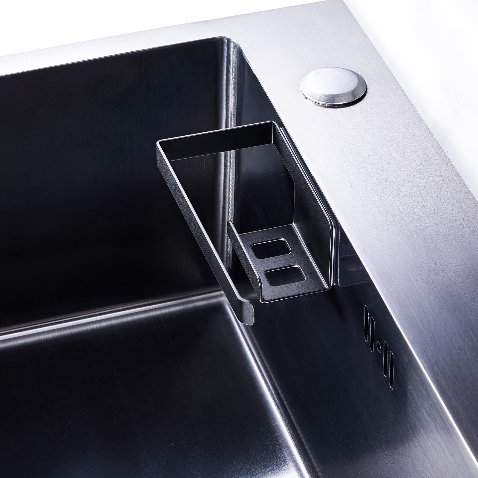 Schwammhalter Küche, Schwammhalter Spültuchhalter Für Spülbecken, Spülschwammhalter Spüllappenhalter, Selbstklebend Lappenhalter Ohne Bohren, Spülbecken Organizer Schwammablage (Schwarz)