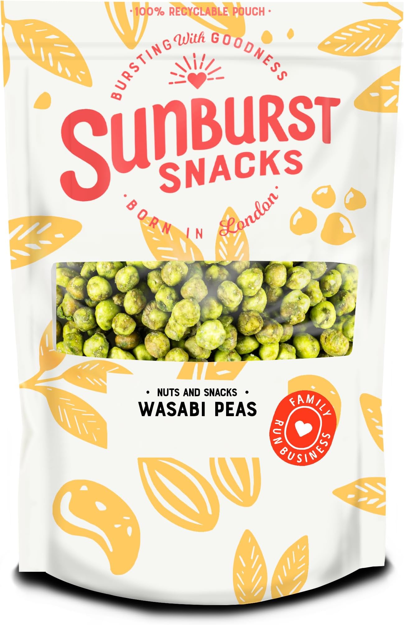 Sunburst Snacks Crispy and Spicy Wasabi Coated Peas, Resealable and Recyclable Packaging, 1KG