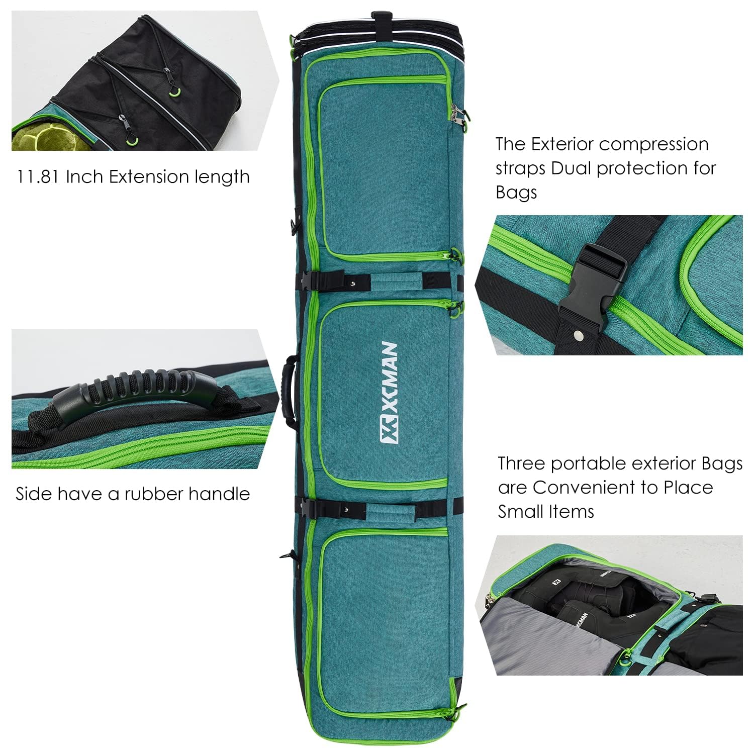 XCMAN Borsa per snowboard, snowboard Custodia per tavola Custodia Estensibile 160 cm-190 cm