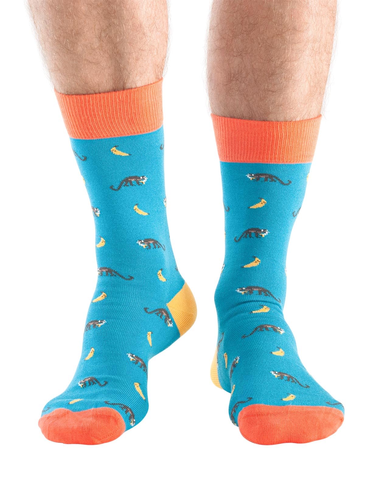 Doris & Dude Men Bamboo Crew Socks Monkey 1 Pair Lg 7-11 Colourful Green Soft Durable Sustainable Gift, Dark Green, 41-45 EU