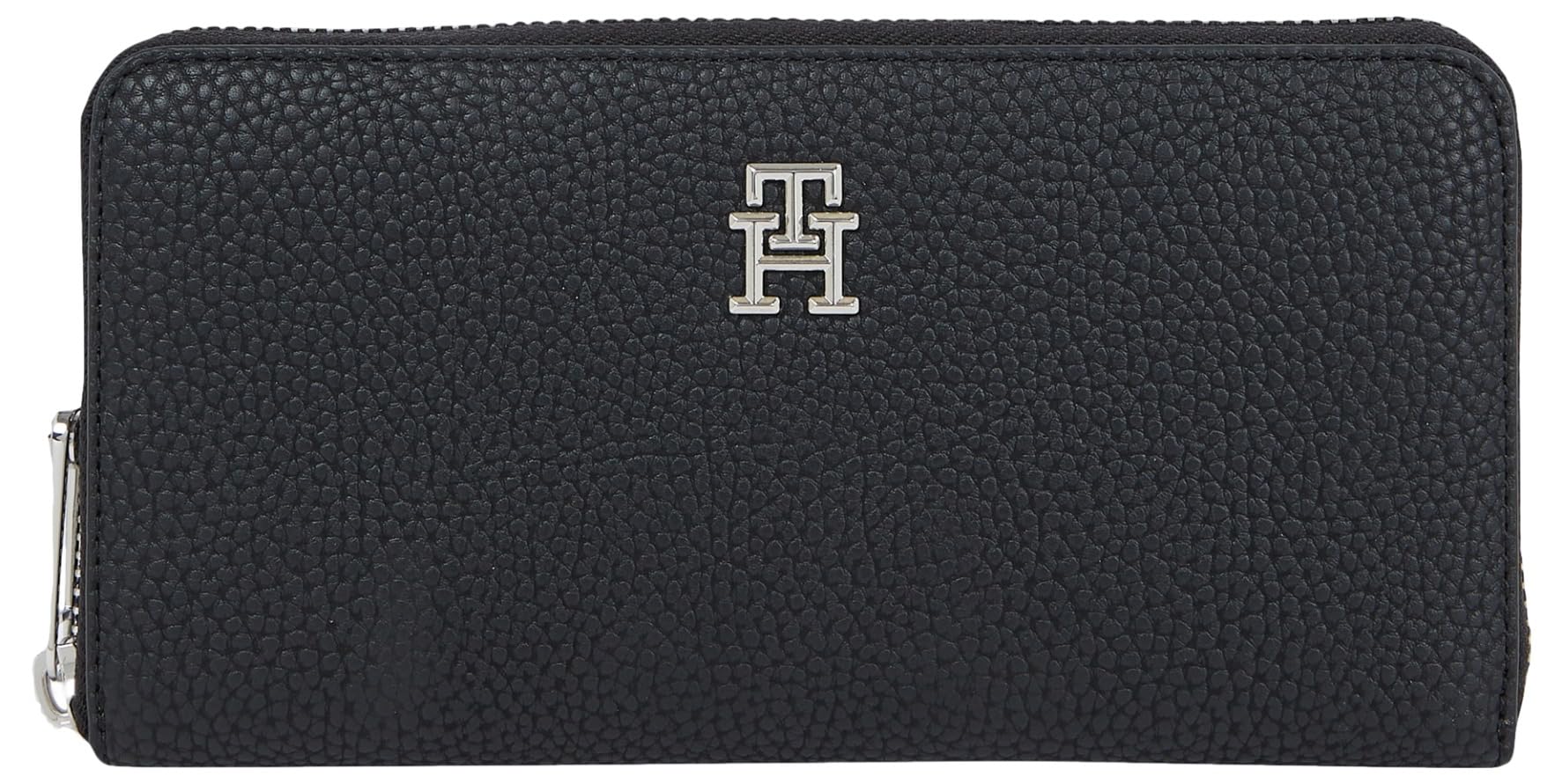 Tommy Hilfiger TH Emblem Large Zip Around Purse Colour: Black, Size: O