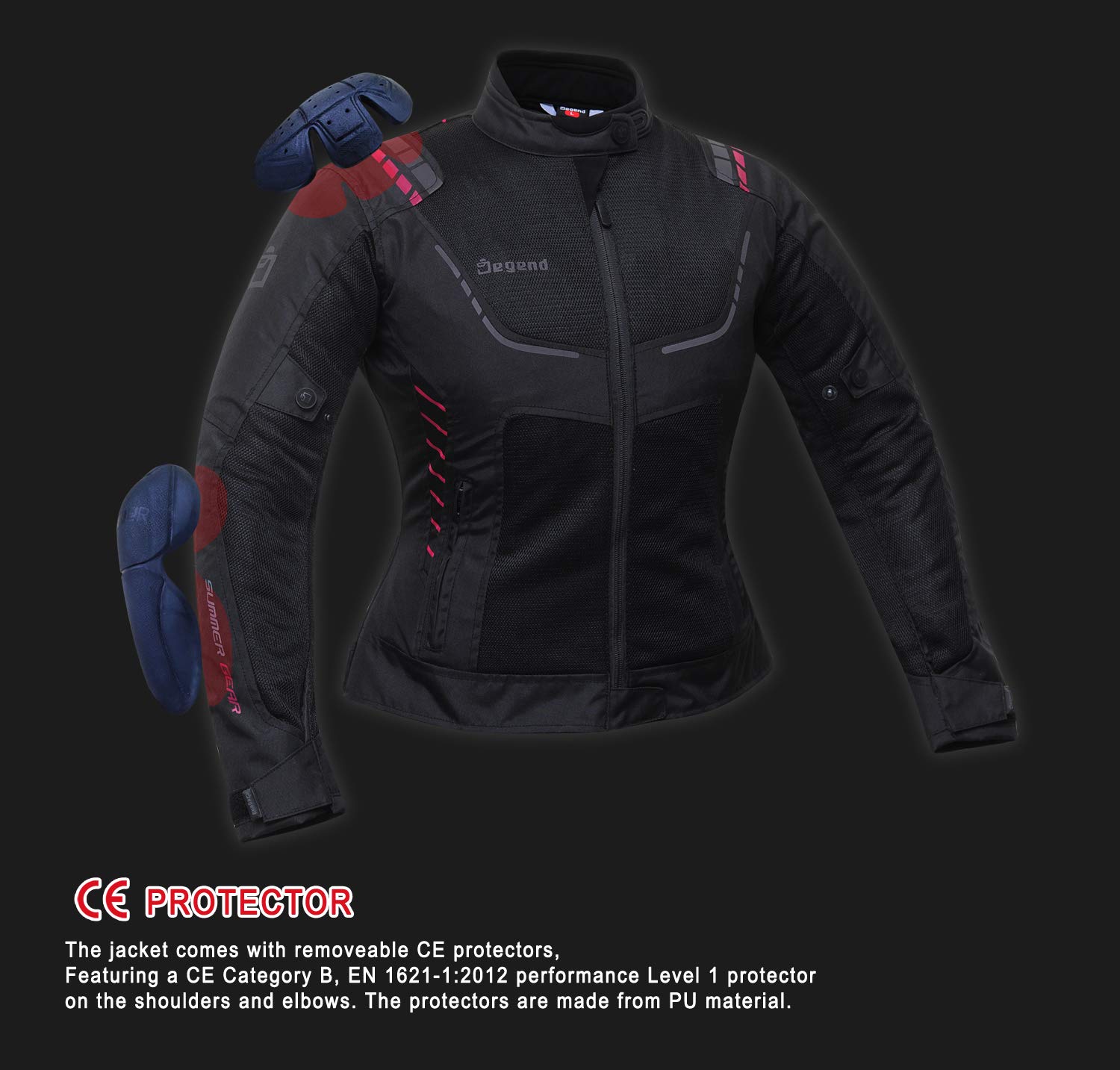 Breeze Lady NV | Veste Moto d'Été pour Femme avec Protecteurs PU + Doublure Imperméable Amovible et Coupe-Vent | Homologué Européen - Noir Violet, L