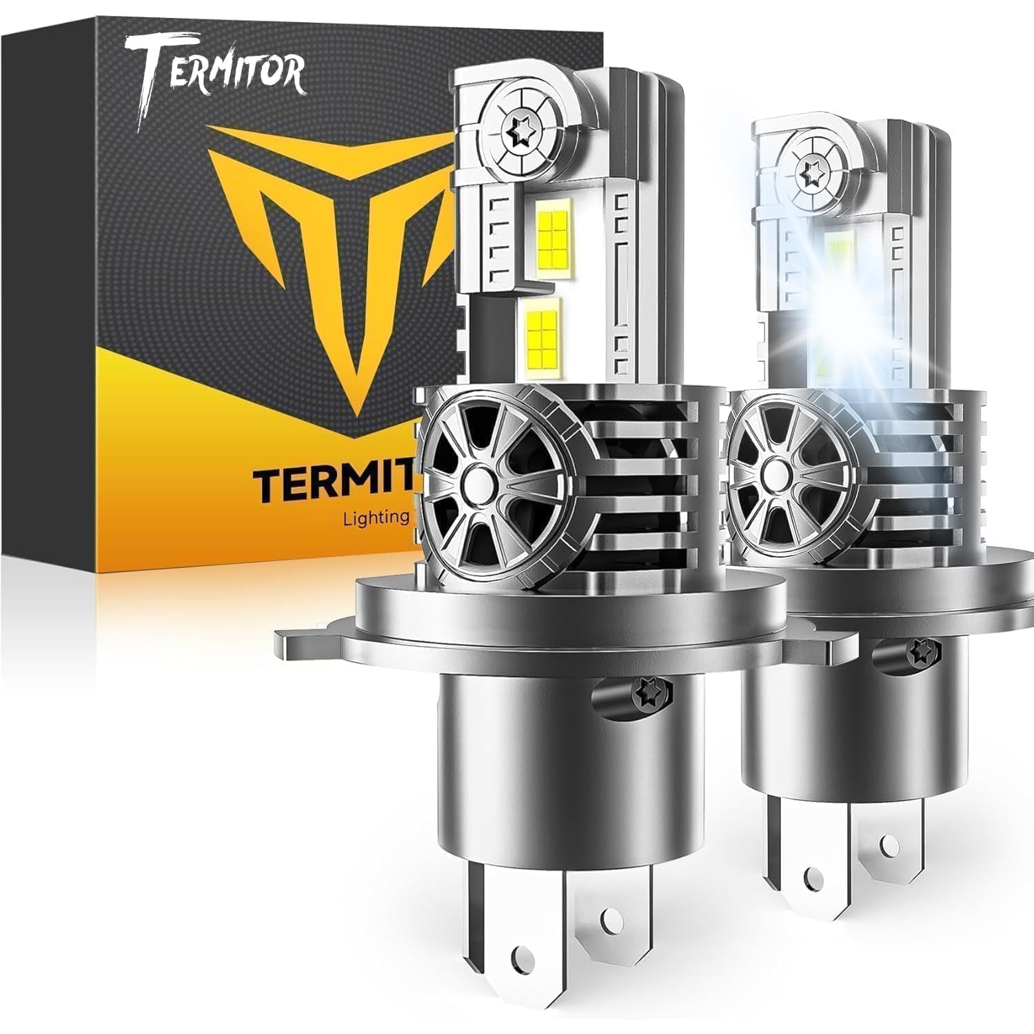 Termitor Laest H4/9003 HB2 Exterior Light Bulbs for Off-road, 15X Brighter 90,000LM, 85K+ hrs, 6500K Cool White, IP68 Waterproof, 1:1 OEM Size, 3 Minute Installation, Pack of 2