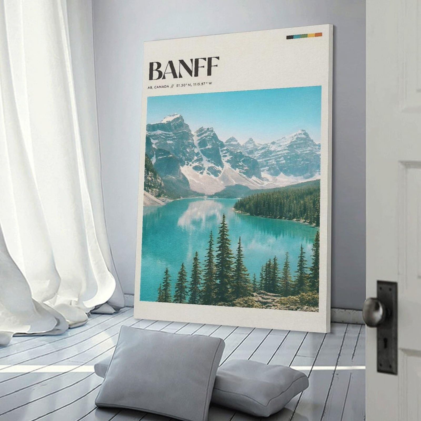 Junmoney Canvas Wall Picture Banff National Park Landscape(3), 24x36inch(60x90cm), for Study, Office Or Focused Interiors, Wall Art That Adds Style to Work Areas