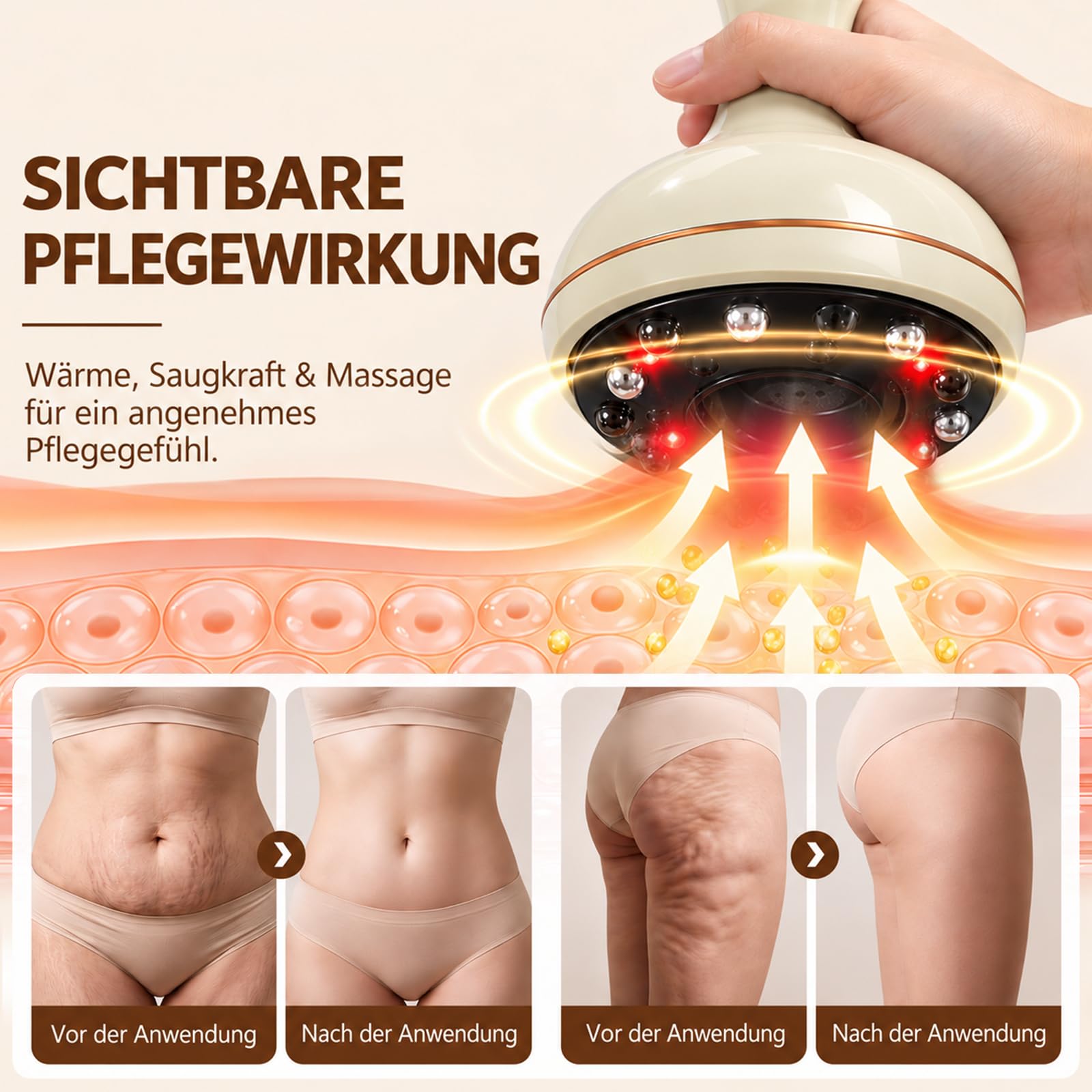 Celluviaa Gerät – Cellulite Massager & Massagegerät,5-in-1Massagegerät Mit Ein-Knopf-Entlastung,Cellulite Massagegerät zur Hautstraffung und Durchblutung, Anti-Cellulite-Massage am ganzen Körper