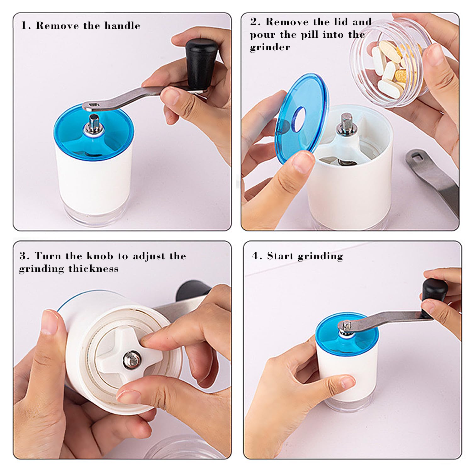 Broyeur Medicament,Ecrase Medicament,Broyeur De Comprimés,Broyeur Medicament Manuelavec Boîte De Rangement,Pour Les Personnes Agées Et Les Bébés, Les Animaux De Compagnie