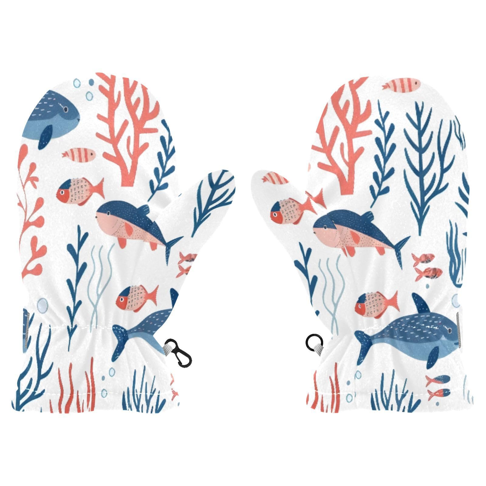 Kid's Winter Gloves Children Warm Gloves Fish Coral for Boys Girl Age 2-4 Years