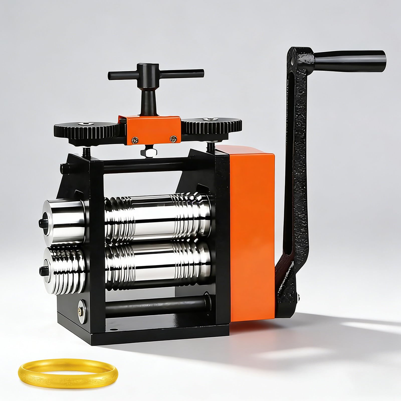 ZMJGLL Rolling Mill for Jewelry Making,40mm Manual Roller Mill w/Hand Crank,Metal Sheet and Wire Rolling Machine for Stretching,Texture Embossing