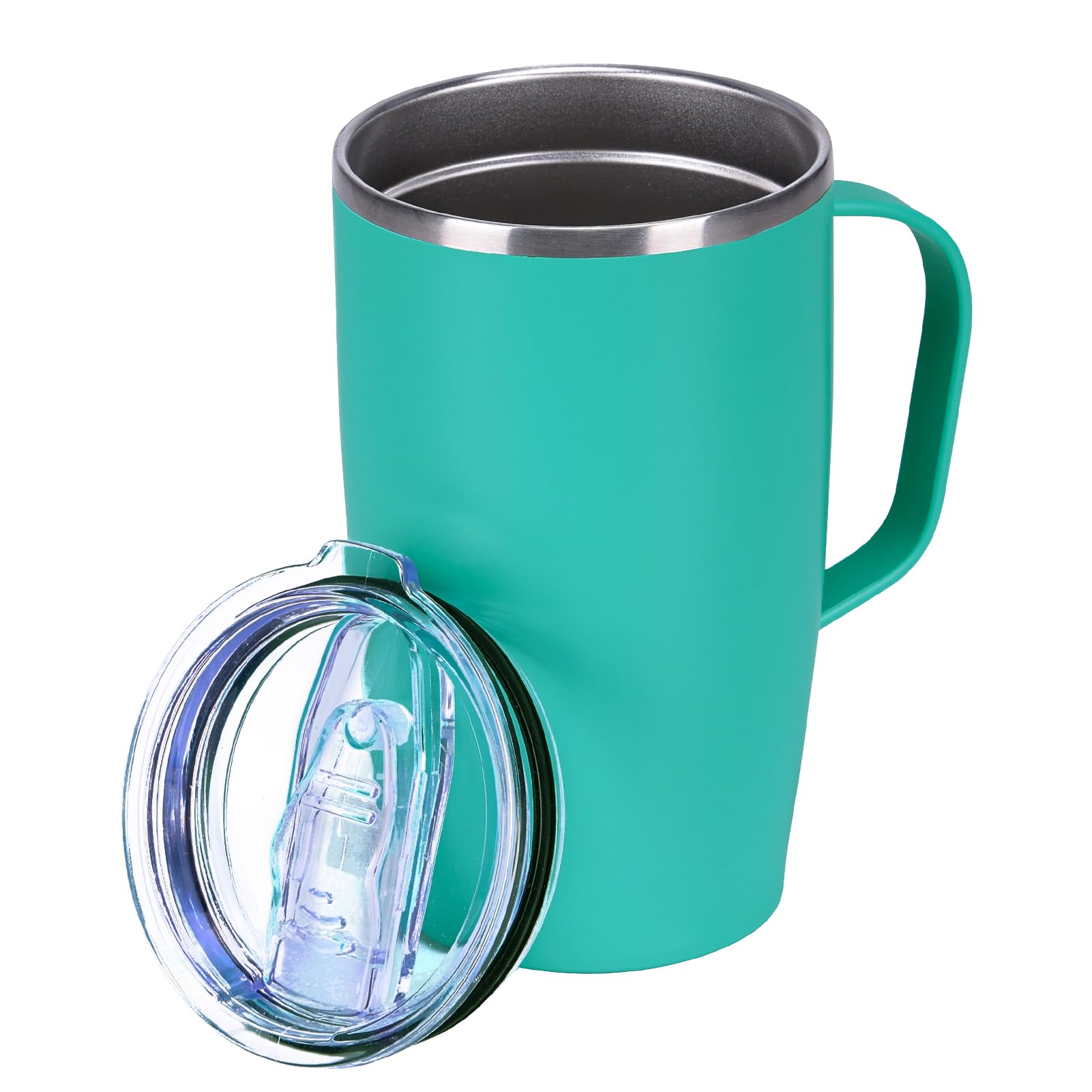 MEBRUDY17oz Insulated Coffee Mug with Lid, Stainless Steel Double Wall Vacuum Travel Coffee Mug with Handle, Green