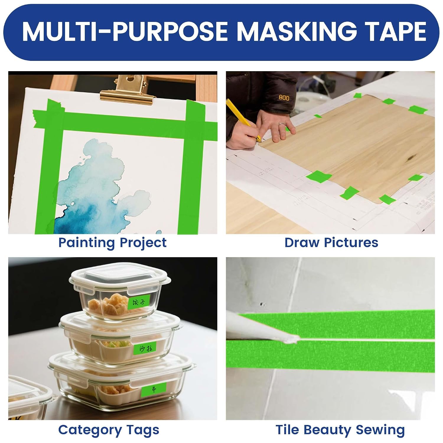 ADHES Green Masking Tape Painter Tape 18mm x 50m