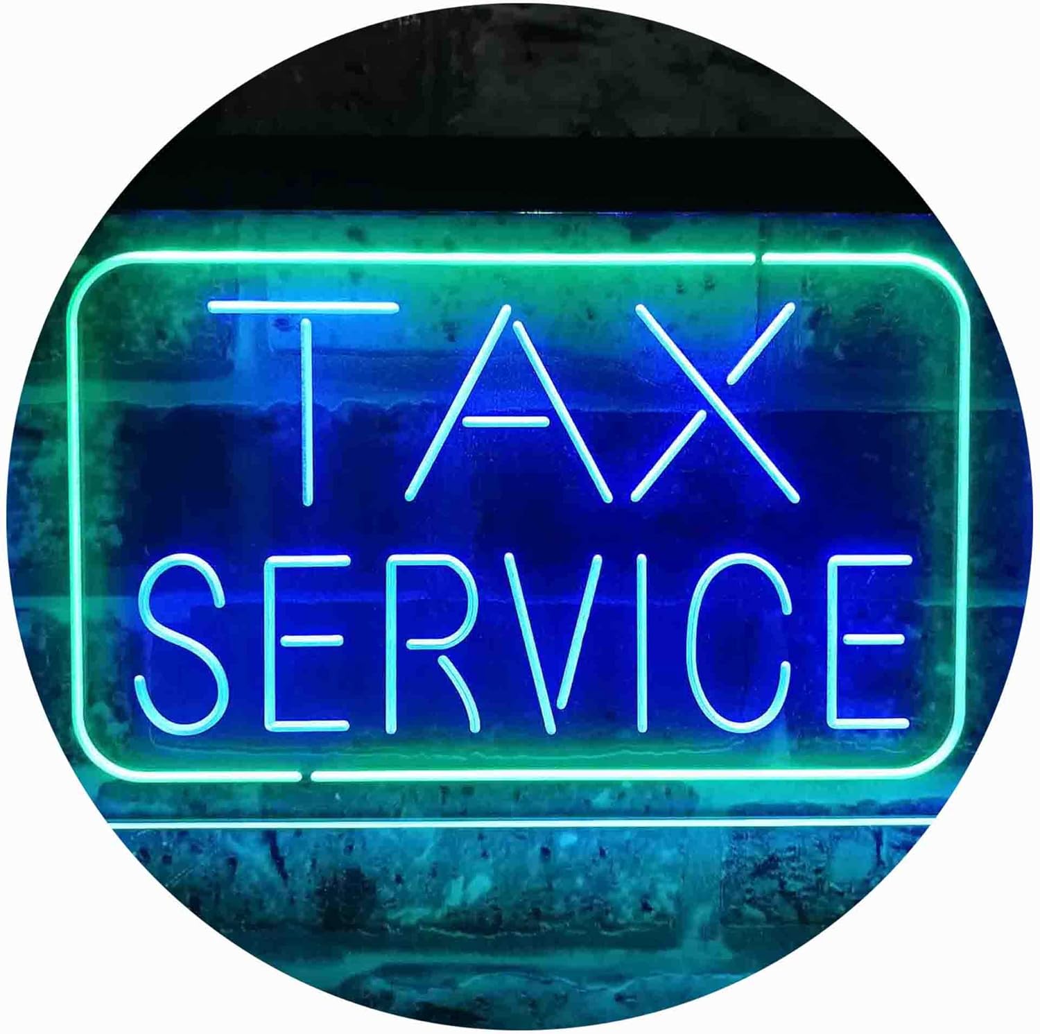 ADVPRO Tax Service Company Dual Color LED Neon Sign Green & Blue 16 x 12 Inches st6s43-i3894-gb