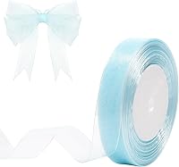 Vista 17 de Cinta de organza transparente azul real de 3/4 de pulgada, 50 yardas, cinta de gasa para envolver regalos, Navidad, Halloween, decoración de ramo
