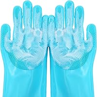Molain Heat-Resistant Silicone Pet Grooming Gloves for Dogs & Cats - High-Density Teeth, 5-Finger Design for Bathing, Massaging & Hair Removal (Blue, 1 Pair)