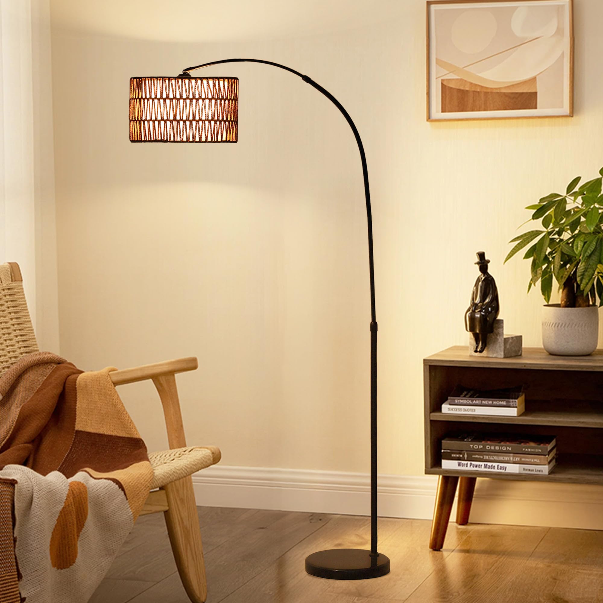 Lampa podłogowa z abażurem z lnu, E27, do salonu