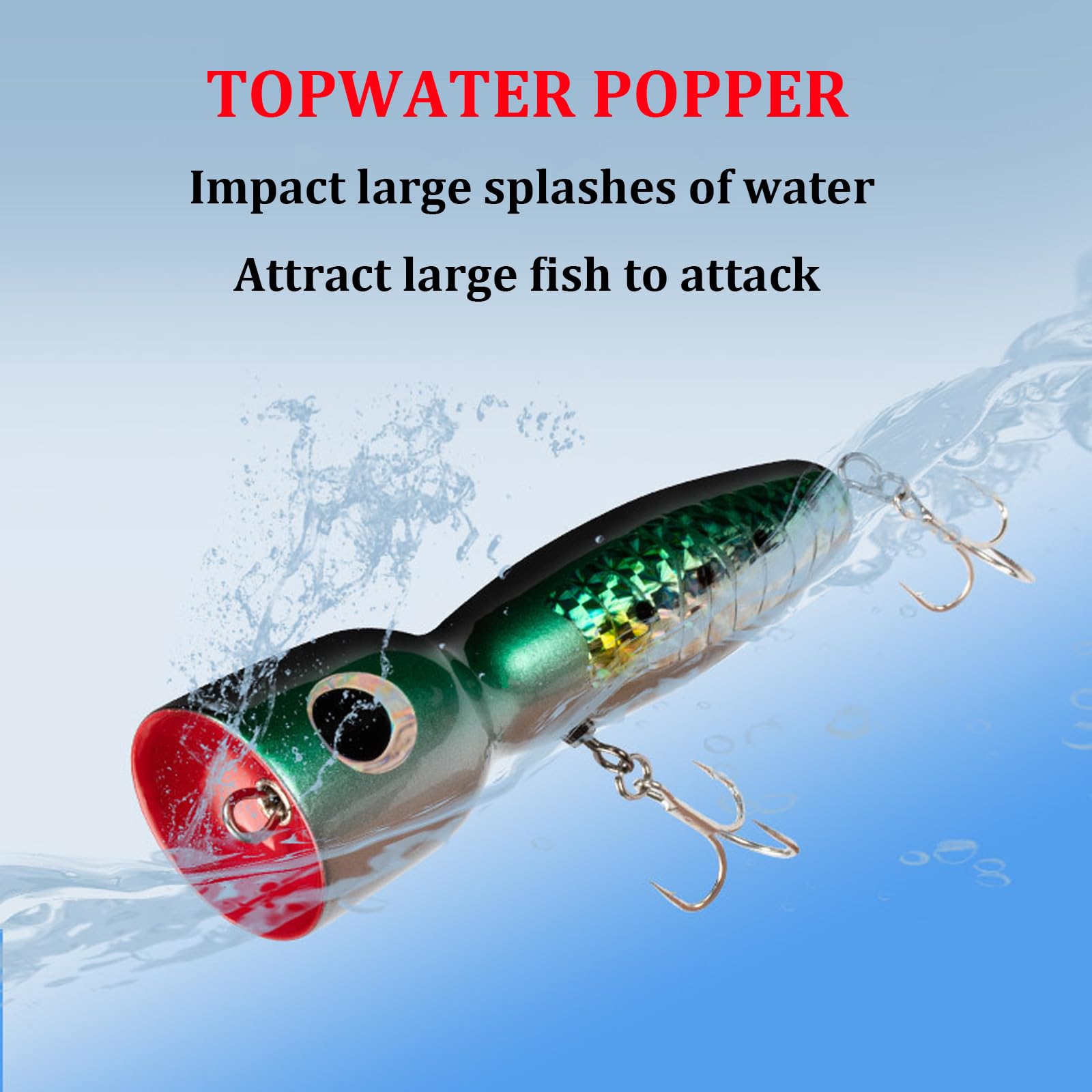WOLFSKIN Saltwater Fishing Lure Big Popper 6.5in Wooden Fishing Bait Topwater Floating Surf Fishing Lure for Tuna Mackerel (Colour 1) : Sports & Outdoors