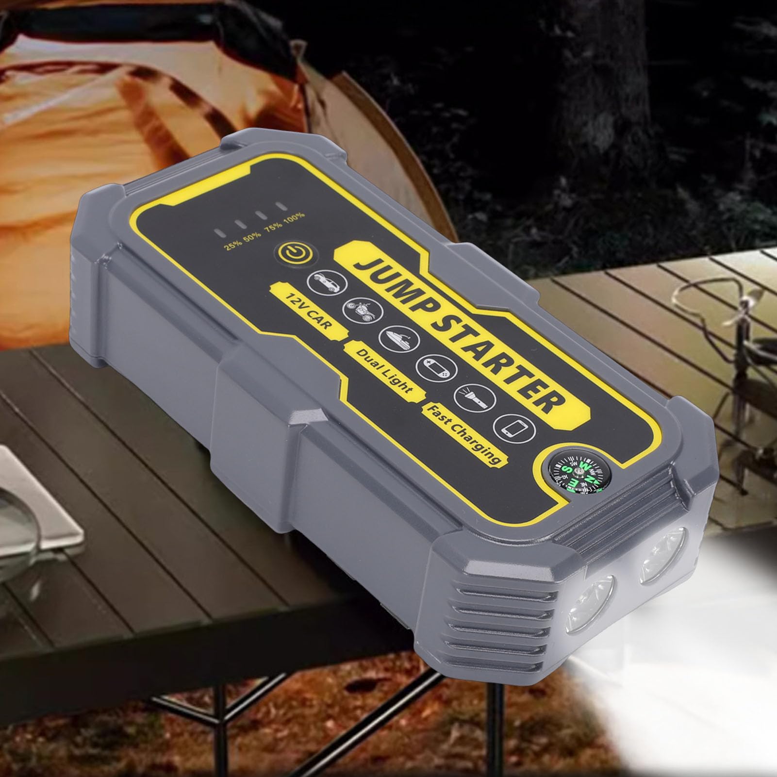 Avviatore di Emergenza per Auto 6000A, Batteria Portatile da 12 V con Ricarica Rapida PD e Display Digitale, per Motori a Gas Fino a 7,0 Litri o 5,5 Litri, (Unità principale+Morsetto