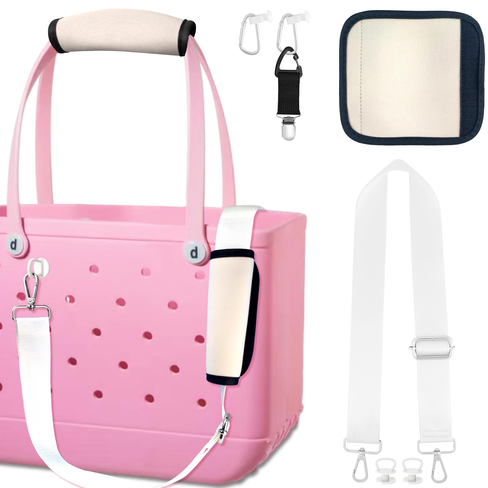 lukasuo Bag Strap Accessories Set for Bogg Bag-Adjustable Crossbody Wide Strap, Luggage Handle Wrap, Hat Clip & 2 Key Holders