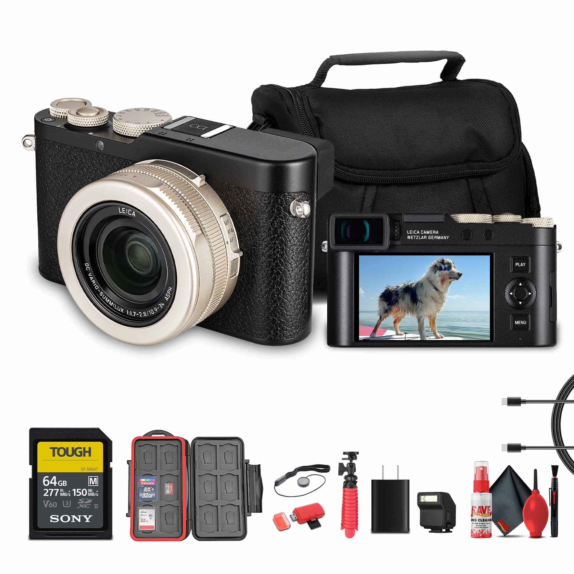 Leica D-Lux 8 Digital Camera – 100 Years of Leica Limited Edition – 17MP, 4K Video, Compact Camera for Photography & Vlogging + 64GB Memory Card + Camera Bag + USB-C Cable + Wall Plug + More