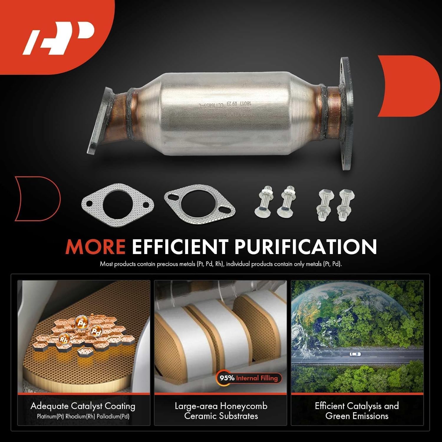 A-Premium Catalytic Converter Kit Direct-Fit Compatible with Kia Sorento 2011-2013 & Hyundai Santa Fe 2010-2012, 3.5L, EPA Compliant, Replace# 289503CZK0