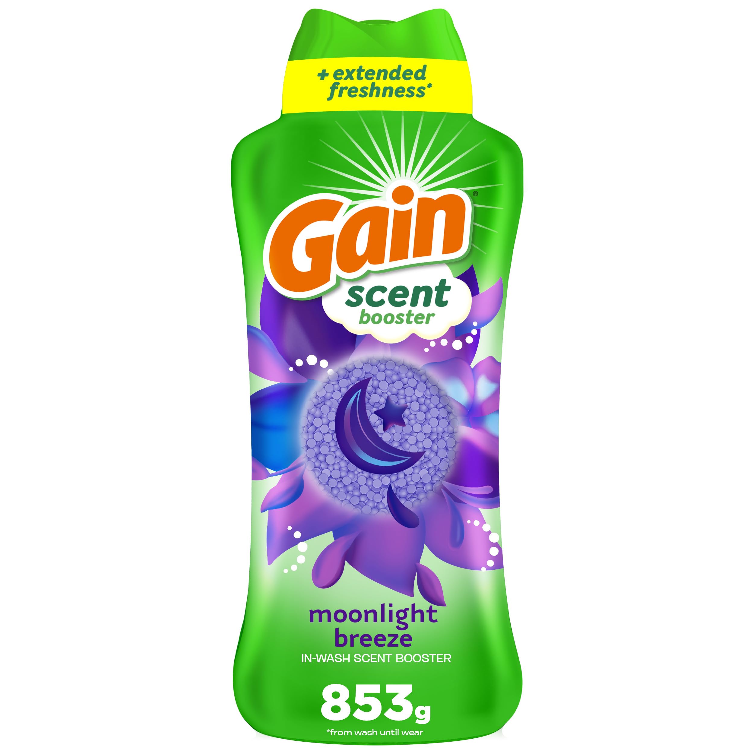 Gain In-Wash Laundry Scent Booster, Moonlight Breeze Scent, Fresh Extender + Odour Protection, 853 Grams