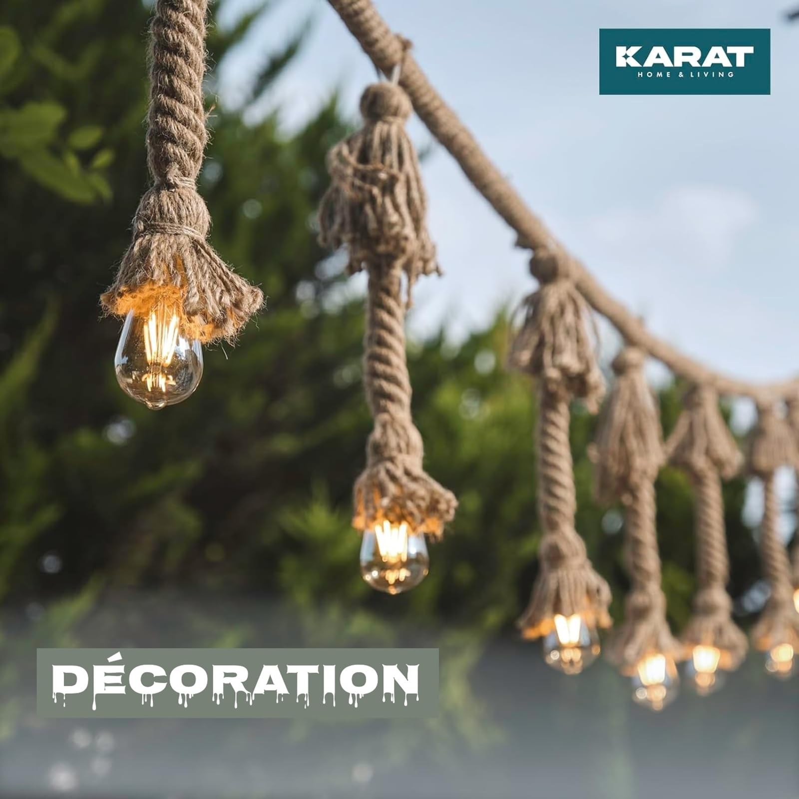 KARAT Corde de Jute Naturelle Tosadée Arnold - Corde à Grimper en Jute 100% Naturel - Extra Résistant, Ficelle Cordage pour Bricolage, Jardinage, décoration, DIY, Arbre à Chat (Ø 18mm, 50 mètres)