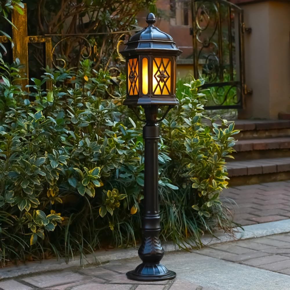 Przeciwdeszczowa czarna lampa słupowa, lampa uliczna 33,5 cala