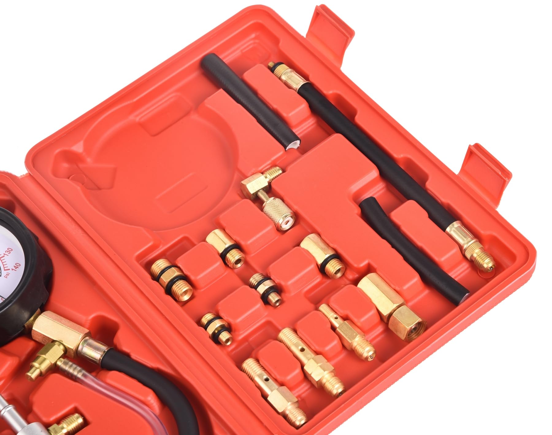 Kit Jauge Testeur Pression Pompe D'injection Carburant Moteur avec Adaptateur, Outil Manometre Pression Essence Voiture 0-140PSI