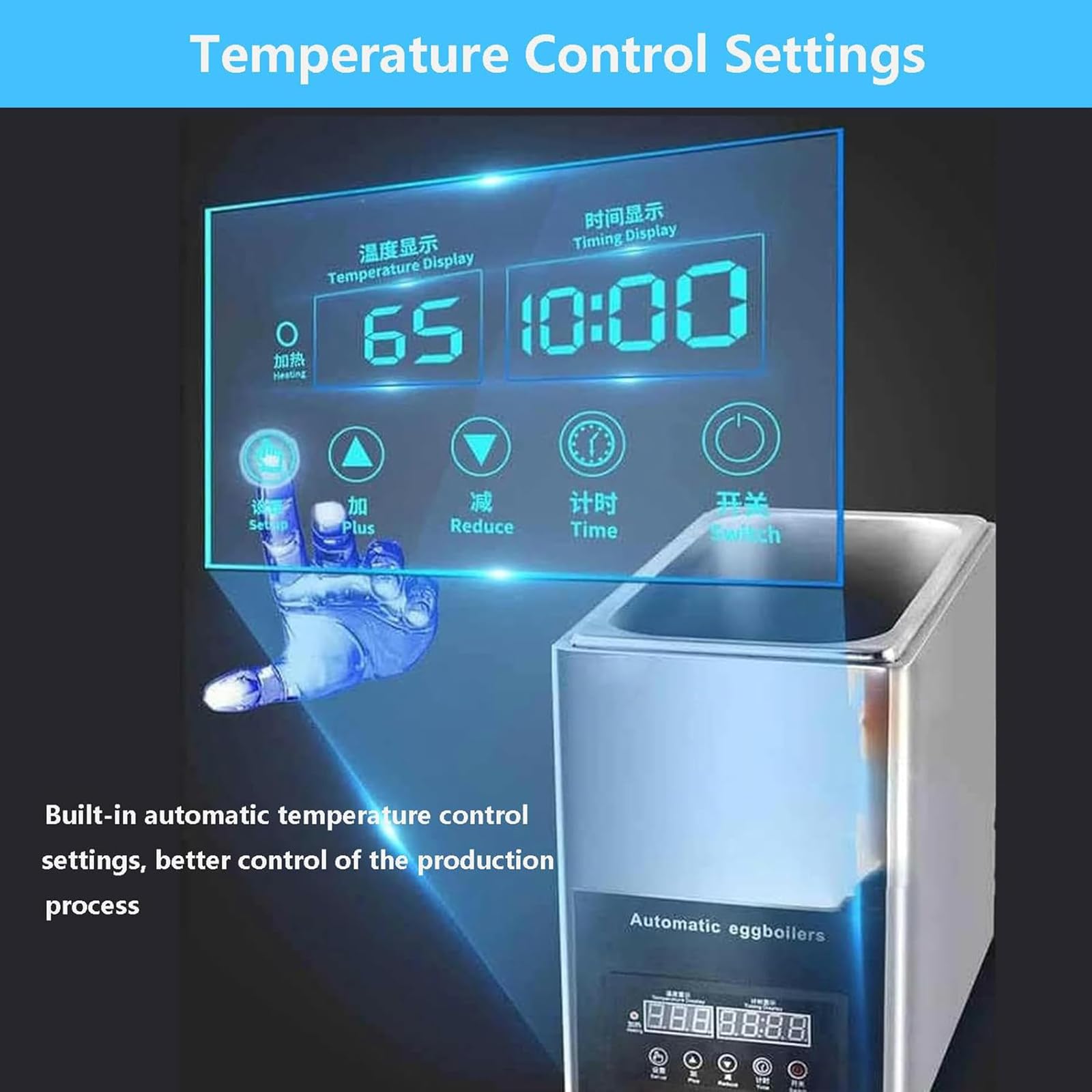 Hervidor De Huevos Eléctrico con Pantalla LCD, Capacidad para 50 Huevos (9L), Ajuste De Tiempo Y Temperatura, Ahorro De Espacio, para Restaurantes Y Cafeterías