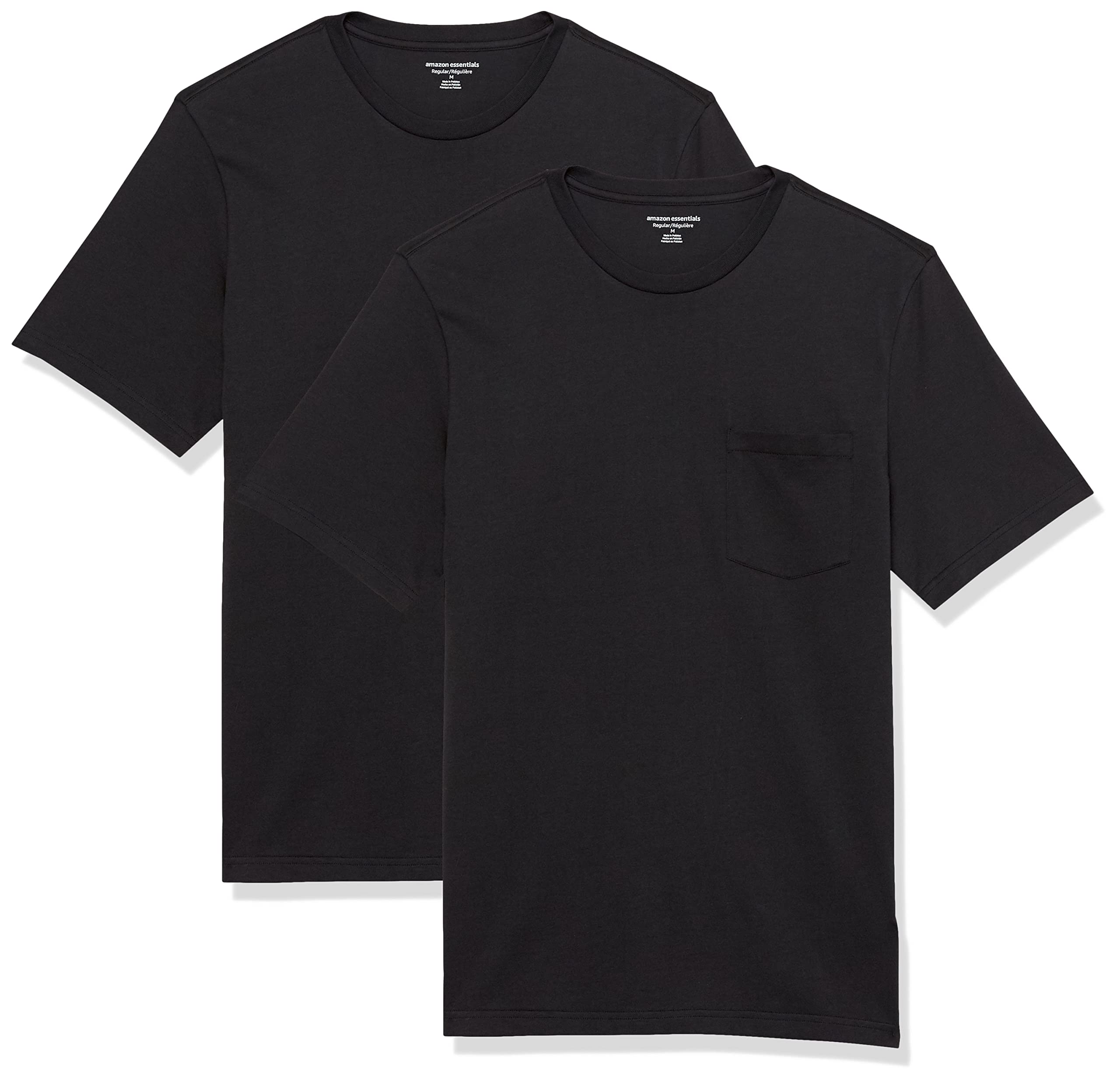 Amazon Essentials Mens T-Shirts, Regular-Fit, Short-Sleeve Crewneck Pocket, Pack of 2